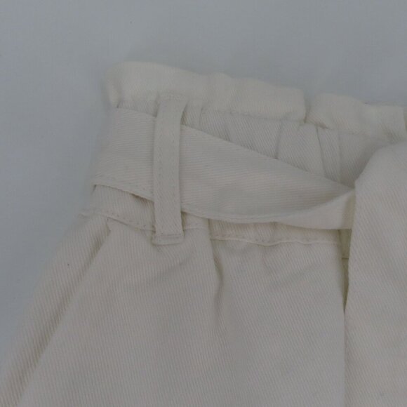 Draper James Womens Small Paperbag White Denim Shorts Waist Tie Cotton Blend NEW - Picture 2 of 9